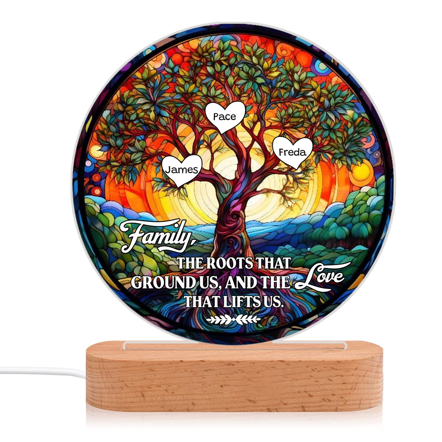 3 Names Personalised Tree of Life LED Night Light Family The Roots That Ground Us and the Love That Lifts Us Gift for Grandparents | Jessemade