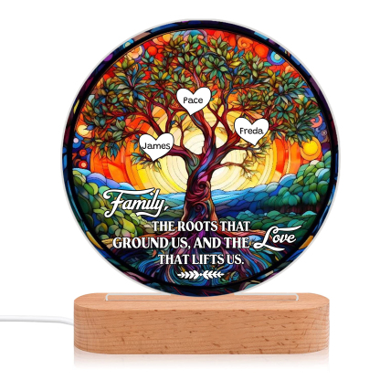 3 Names Personalised Tree of Life LED Night Light Family The Roots That Ground Us and the Love That Lifts Us Gift for Grandparents | Jessemade