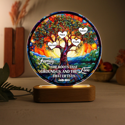 4 Names Personalised Tree of Life LED Night Light Family The Roots That Ground Us and the Love That Lifts Us Gift for Grandparents | Jessemade