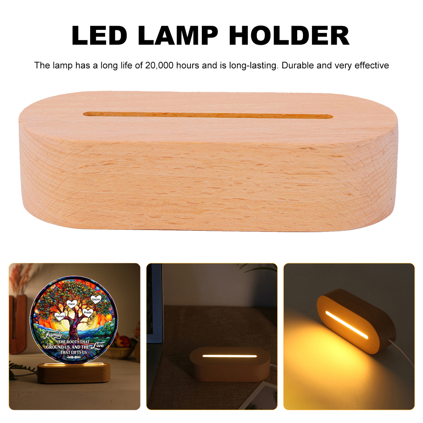 4 Names Personalised Tree of Life LED Night Light Family The Roots That Ground Us and the Love That Lifts Us Gift for Grandparents | Jessemade