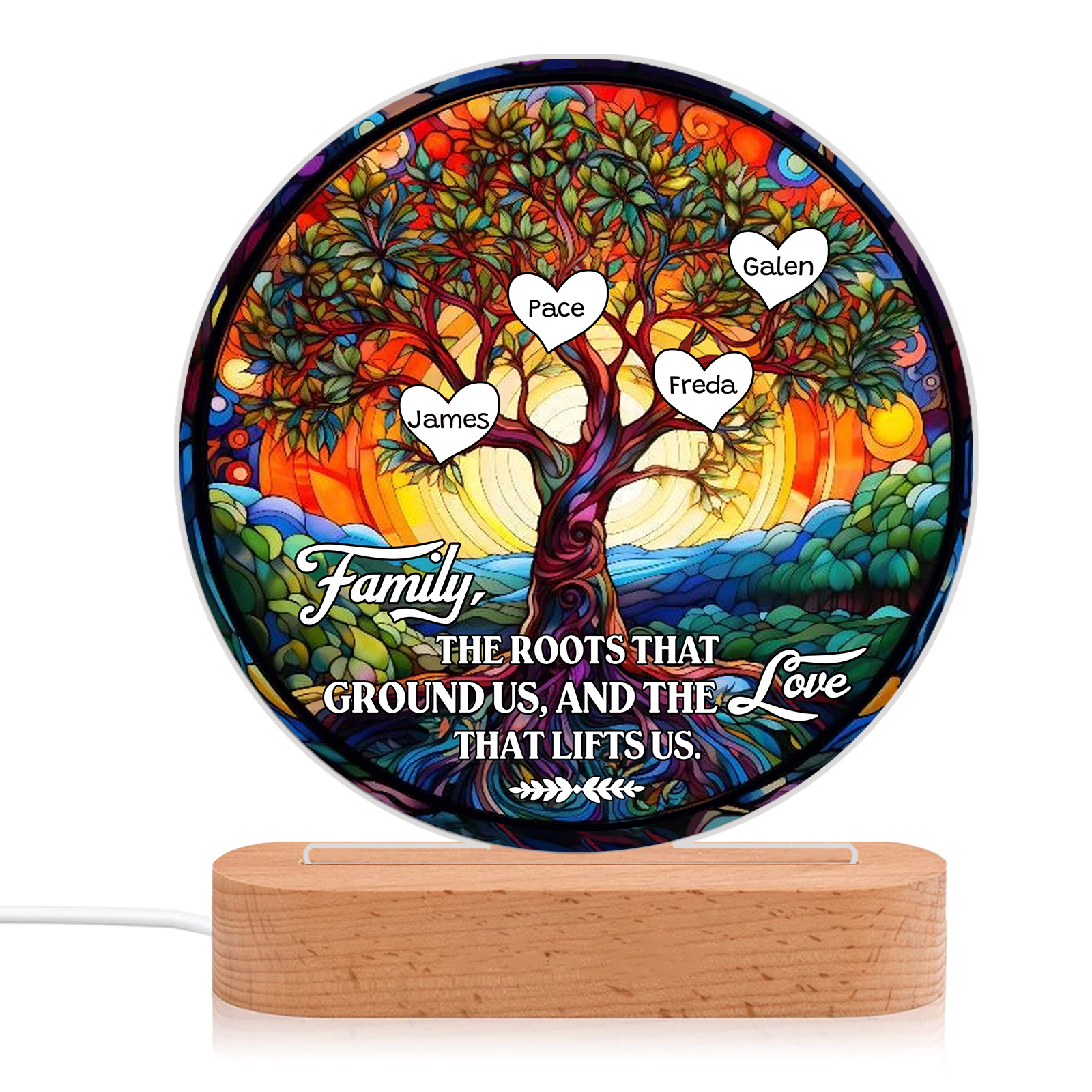 4 Names Personalised Tree of Life LED Night Light Family The Roots That Ground Us and the Love That Lifts Us Gift for Grandparents | Jessemade