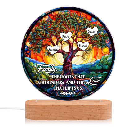 4 Names Personalised Tree of Life LED Night Light Family The Roots That Ground Us and the Love That Lifts Us Gift for Grandparents | Jessemade