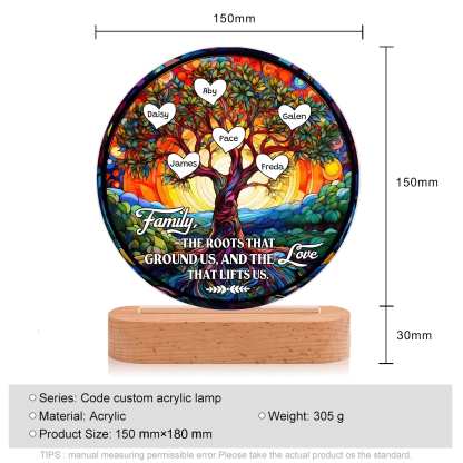 6 Names Personalised Tree of Life LED Night Light Family The Roots That Ground Us and the Love That Lifts Us Gift for Grandparents | Jessemade