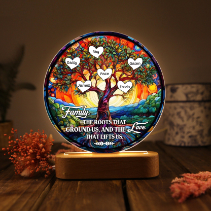 6 Names Personalised Tree of Life LED Night Light Family The Roots That Ground Us and the Love That Lifts Us Gift for Grandparents | Jessemade