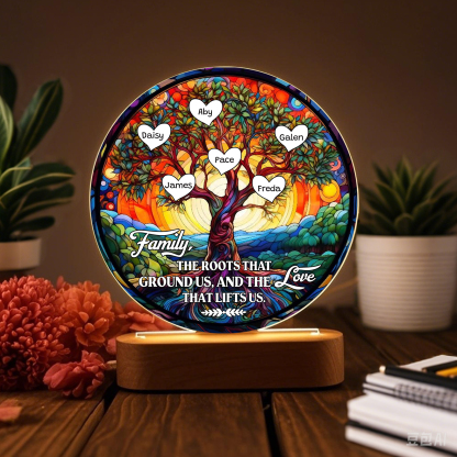 6 Names Personalised Tree of Life LED Night Light Family The Roots That Ground Us and the Love That Lifts Us Gift for Grandparents | Jessemade
