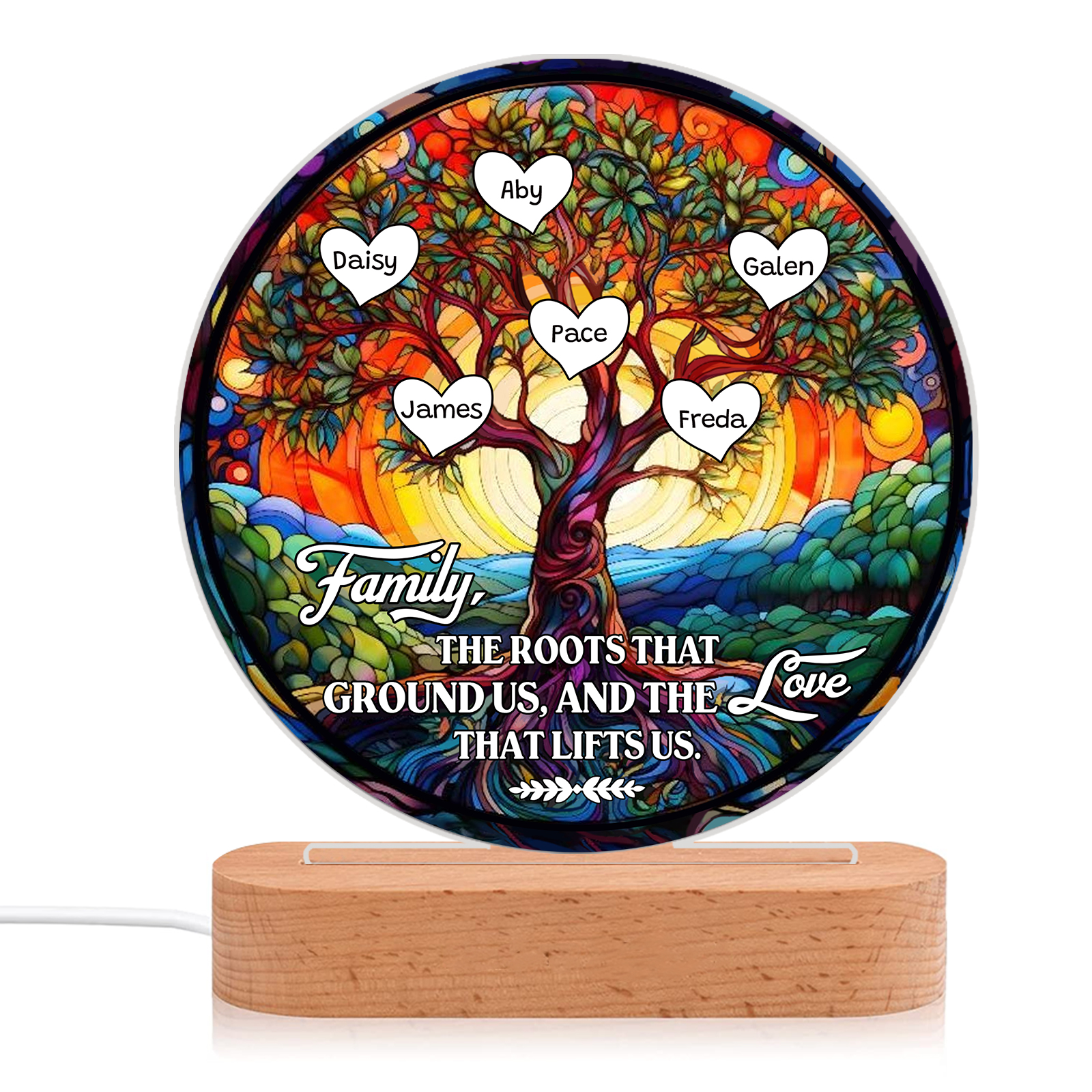 6 Names Personalised Tree of Life LED Night Light Family The Roots That Ground Us and the Love That Lifts Us Gift for Grandparents | Jessemade