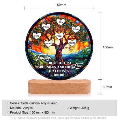 7 Names Personalised Tree of Life LED Night Light Family The Roots That Ground Us and the Love That Lifts Us Gift for Grandparents | Jessemade
