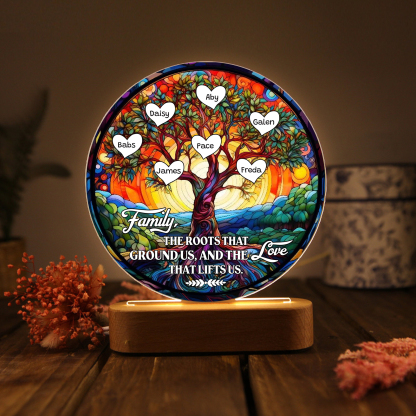 7 Names Personalised Tree of Life LED Night Light Family The Roots That Ground Us and the Love That Lifts Us Gift for Grandparents | Jessemade