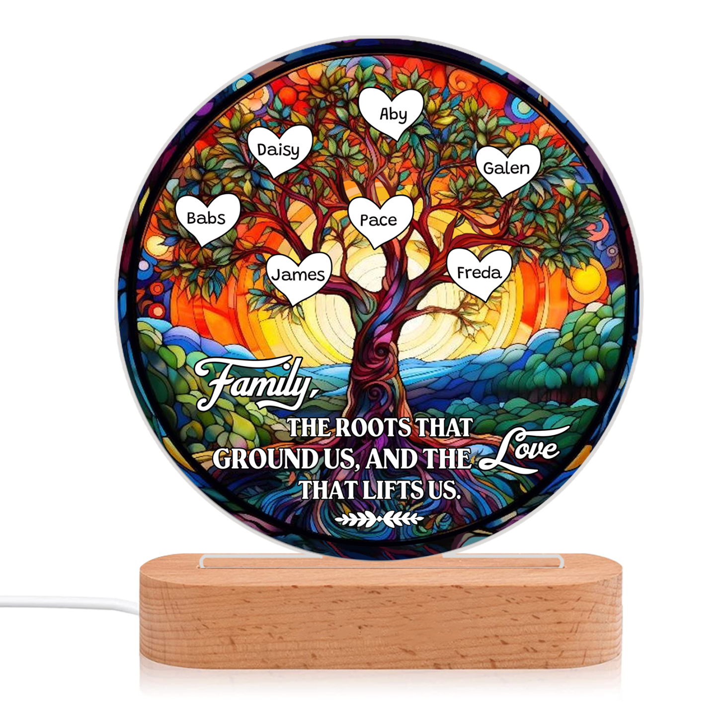 7 Names Personalised Tree of Life LED Night Light Family The Roots That Ground Us and the Love That Lifts Us Gift for Grandparents | Jessemade