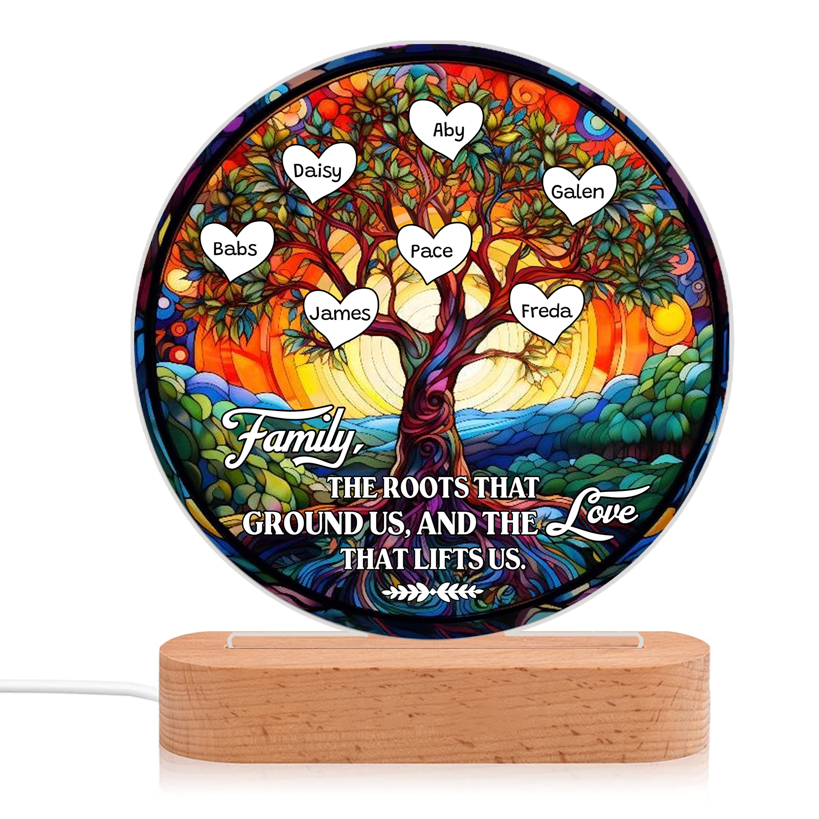 7 Names Personalised Tree of Life LED Night Light Family The Roots That Ground Us and the Love That Lifts Us Gift for Grandparents | Jessemade