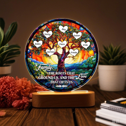 8 Names Personalised Tree of Life LED Night Light Family The Roots That Ground Us and the Love That Lifts Us Gift for Grandparents | Jessemade