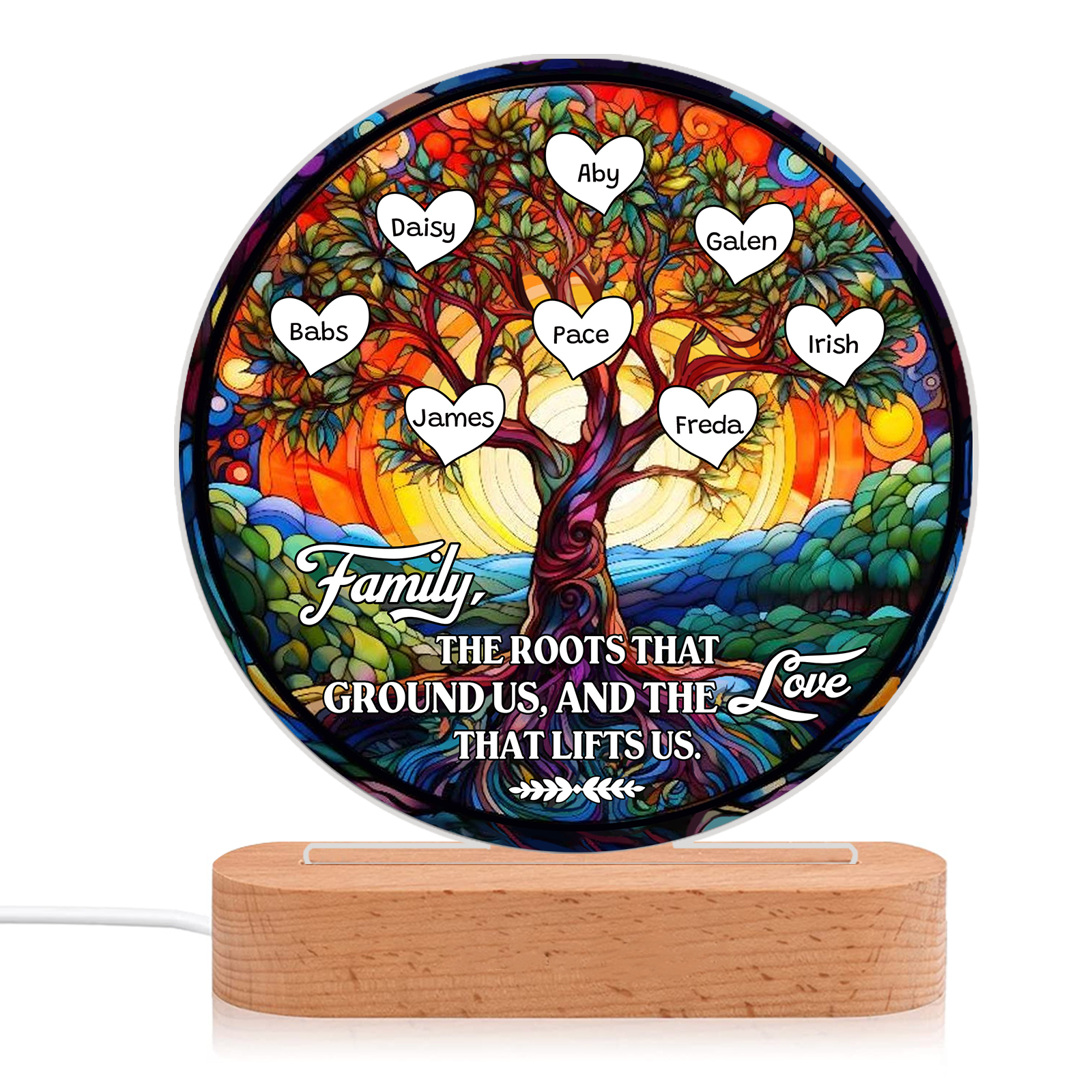 8 Names Personalised Tree of Life LED Night Light Family The Roots That Ground Us and the Love That Lifts Us Gift for Grandparents | Jessemade