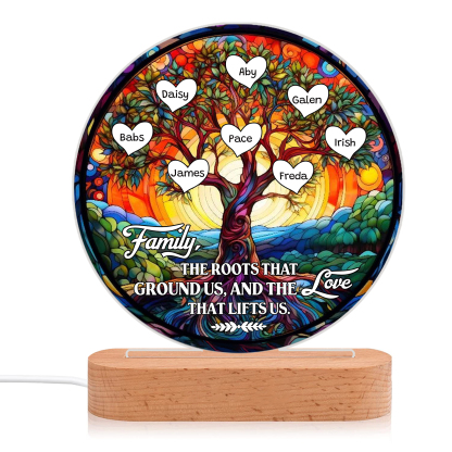 8 Names Personalised Tree of Life LED Night Light Family The Roots That Ground Us and the Love That Lifts Us Gift for Grandparents | Jessemade
