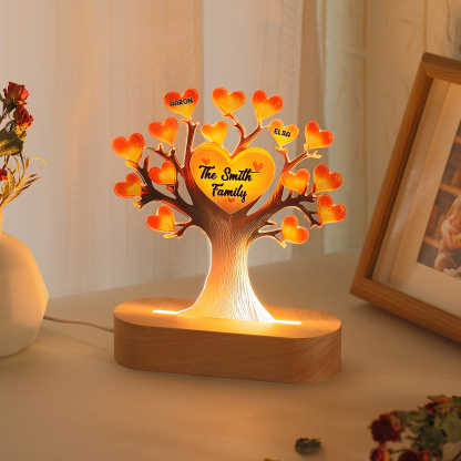 Personalised Tree of Life LED Night Light Custom 2 Names and Text Gift for Family Gift Idea for Mothers' Day | Jessemade