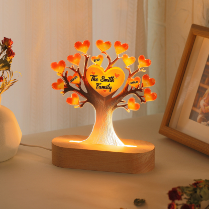 Personalised Tree of Life LED Night Light Custom 3 Names and Text Gift for Family Gift Idea for Mothers' Day | Jessemade