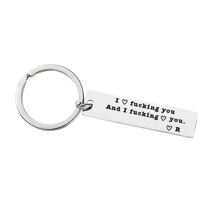 Personalised Letter Love Quote Keyring Gift I Love F❤cking You and I F❤cking Love You Key Ring for Couple