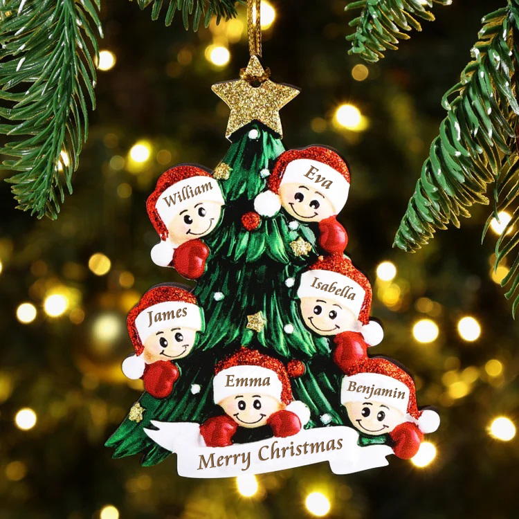Personalised Family Christmas Ornament Custom 6 Names Hanging Ornament Gifts For Family