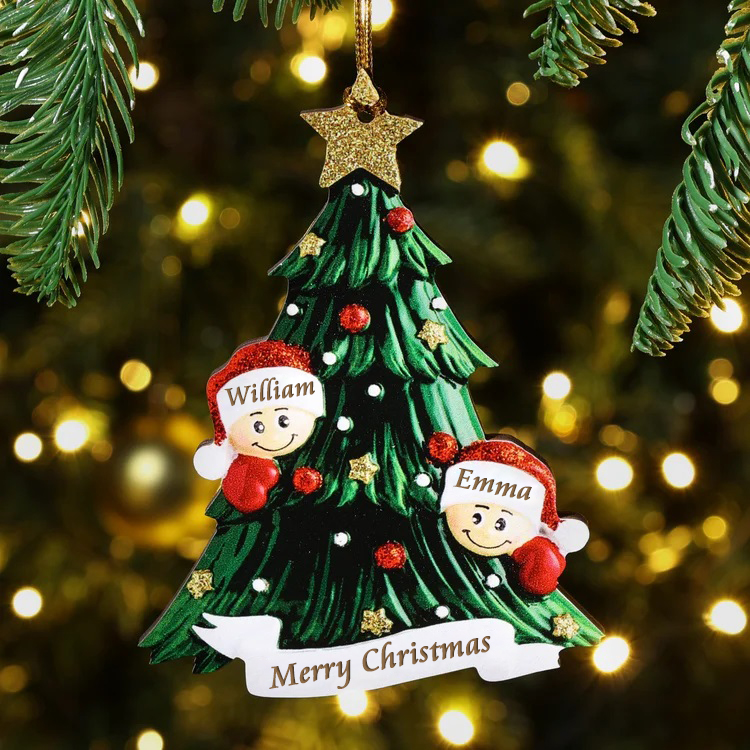Personalised Family Christmas Ornament Custom 2 Names Hanging Ornament Gifts For Family