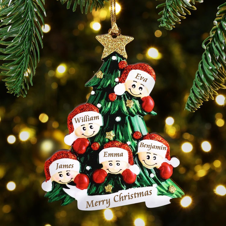 Personalised Family Christmas Ornament Custom 5 Names Hanging Ornament Gifts For Family