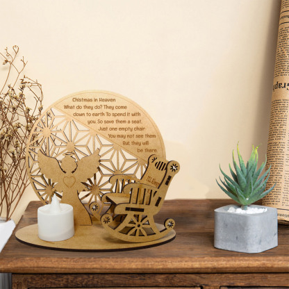 Personalised Christmas in Heaven Rocking Chair Ornament Memorial Tabletop Plaque