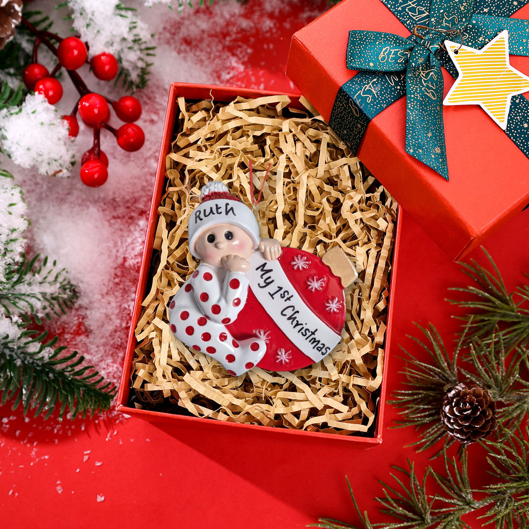 My First Christmas - Wooden Christmas Ornament Customised Name & Text Christmas Gift Personalised Baby Newborn Gift-Jessemade AU
