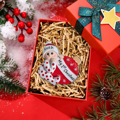 My First Christmas - Wooden Christmas Ornament Customised Name & Text Christmas Gift Personalised Baby Newborn Gift-Jessemade AU