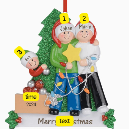 Personalised Family Christmas Ornament Custom 3 Names Hanging Ornament Gifts For Family-Jessemade AU