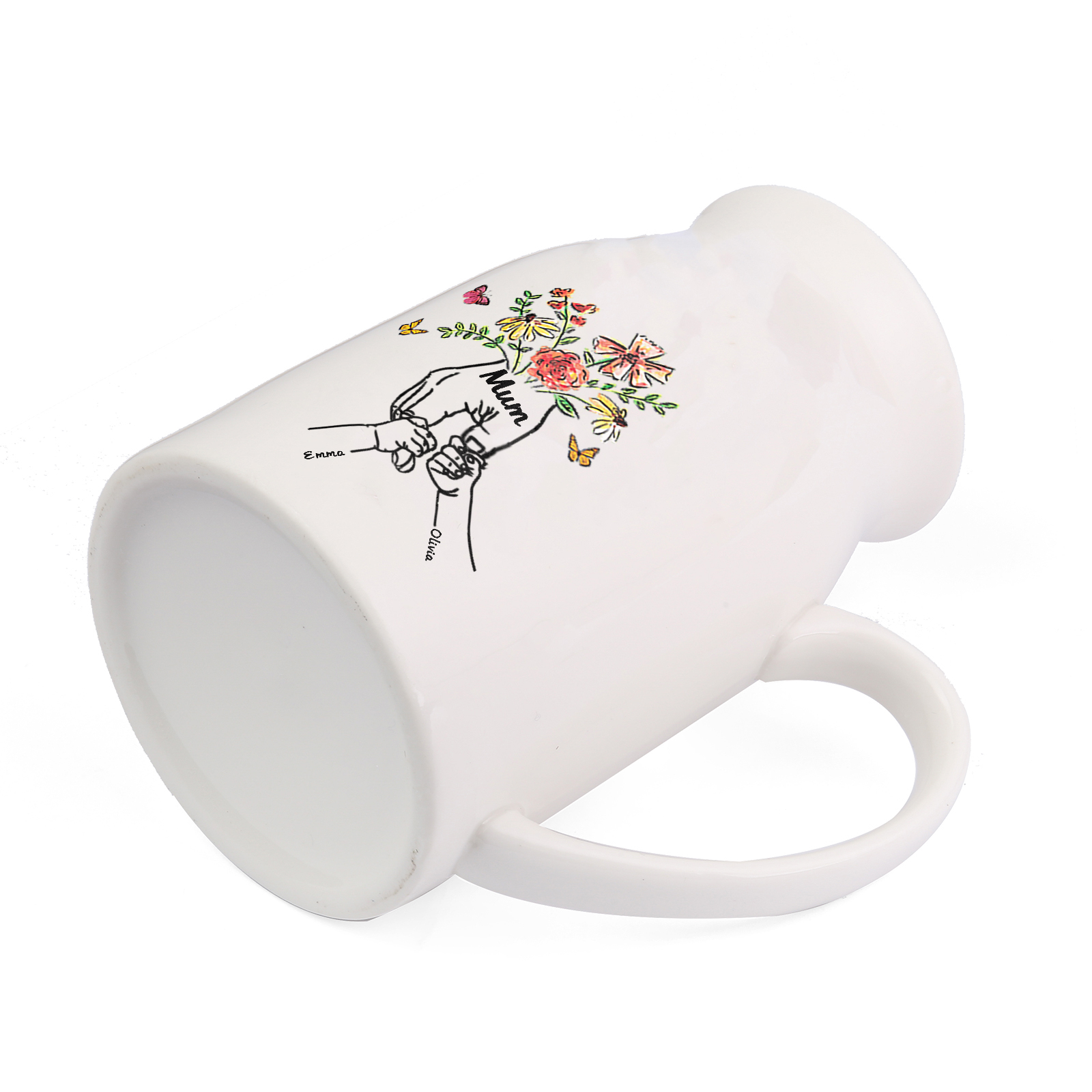 Personalised Ceramic Vase Custom 2 Names and 1 Text Vase Hand in Hand Mother's day Gift | Jessemade