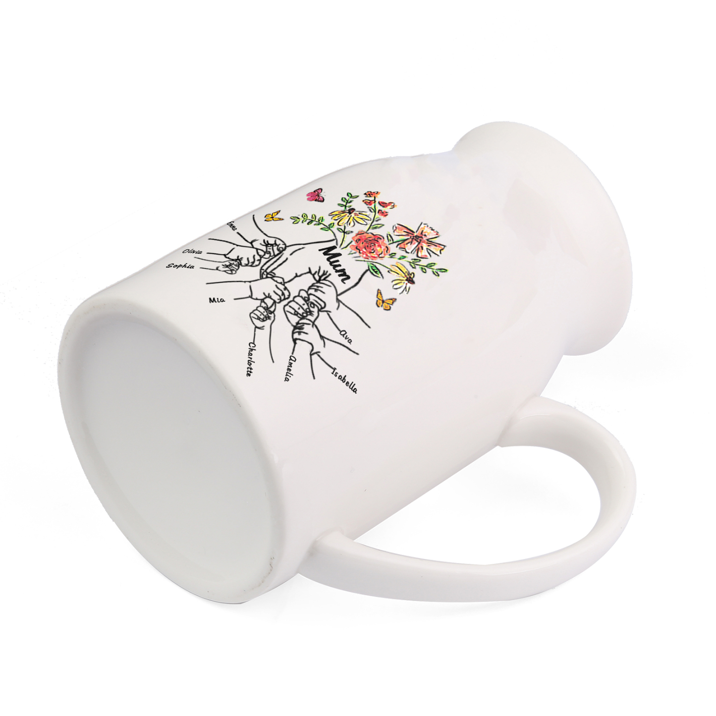 Personalised Ceramic Vase Custom 8 Names and 1 Text Vase Hand in Hand Mother's day Gift | Jessemade