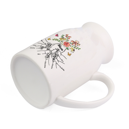 Personalised Ceramic Vase Custom 8 Names and 1 Text Vase Hand in Hand Mother's day Gift | Jessemade