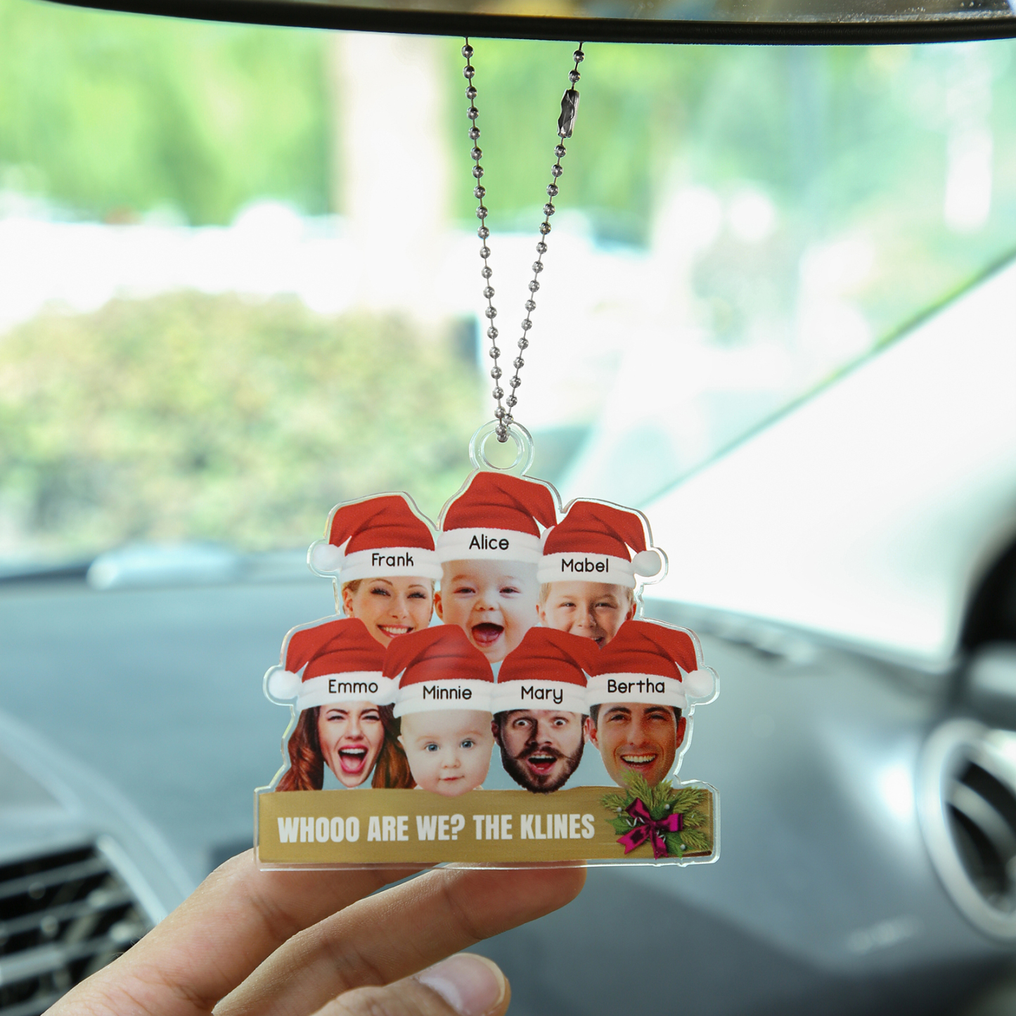 Acrylic Christmas Keychain Custom 2 Photos & 2 Names & 1 Text Hanging Ornaments Personalised Keyring for Family Friends | Jessemade-Jessemade AU