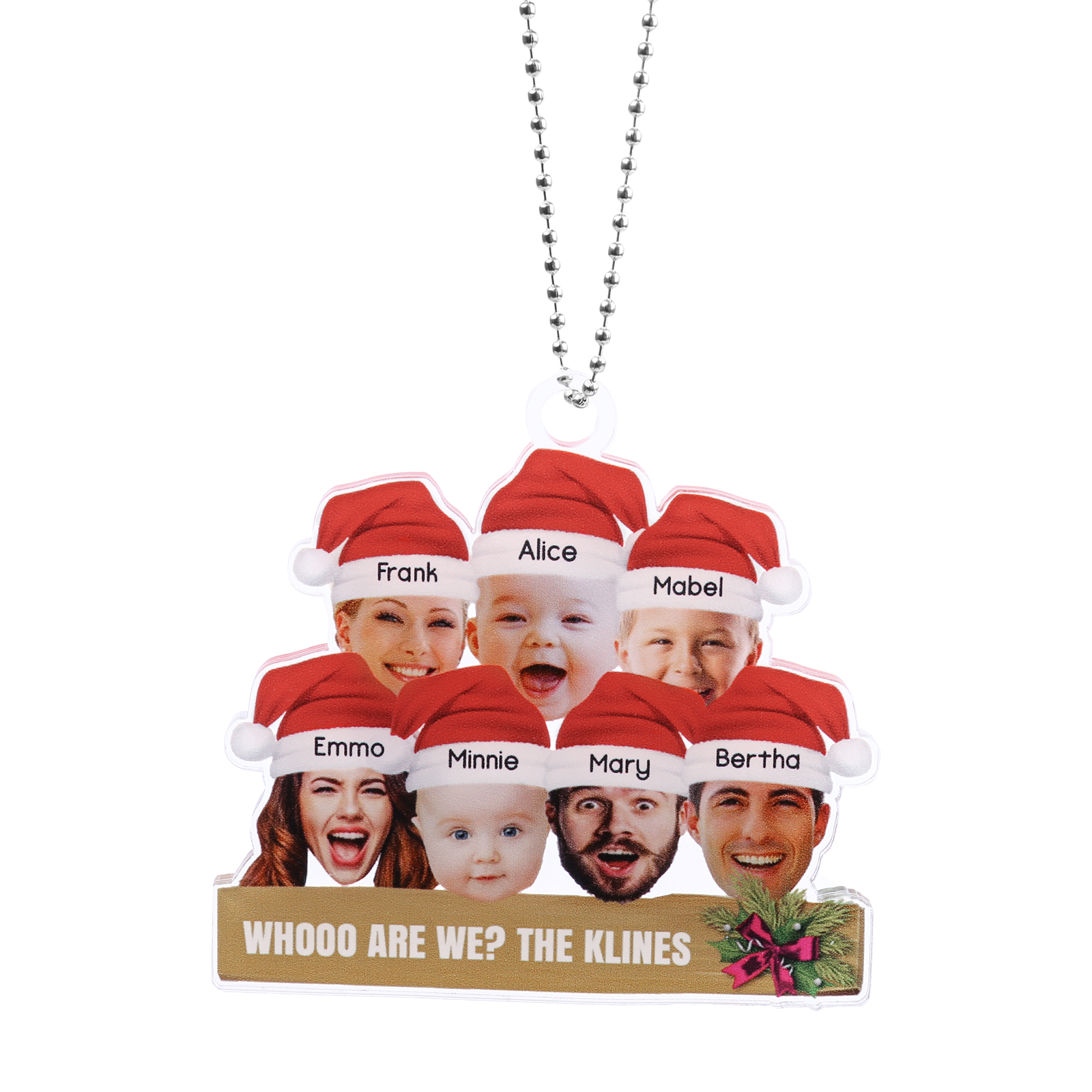 Acrylic Christmas Keychain Custom 7 Photos & 7 Names & 1 Text Hanging Ornaments Personalised Keyring for Family Friends | Jessemade-Jessemade AU