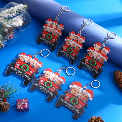 Acrylic Christmas Car Keychain Custom 2 Photos & 2 Names & 1 Text & 1 Year Hanging Ornaments Personalised Keyring for Couple | Jessemade-Jessemade AU