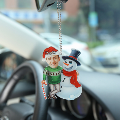 Acrylic Christmas Snowman Keychain Custom Photo & Name Hanging Ornaments Personalised Keyring for Family Friends | Jessemade-Jessemade AU