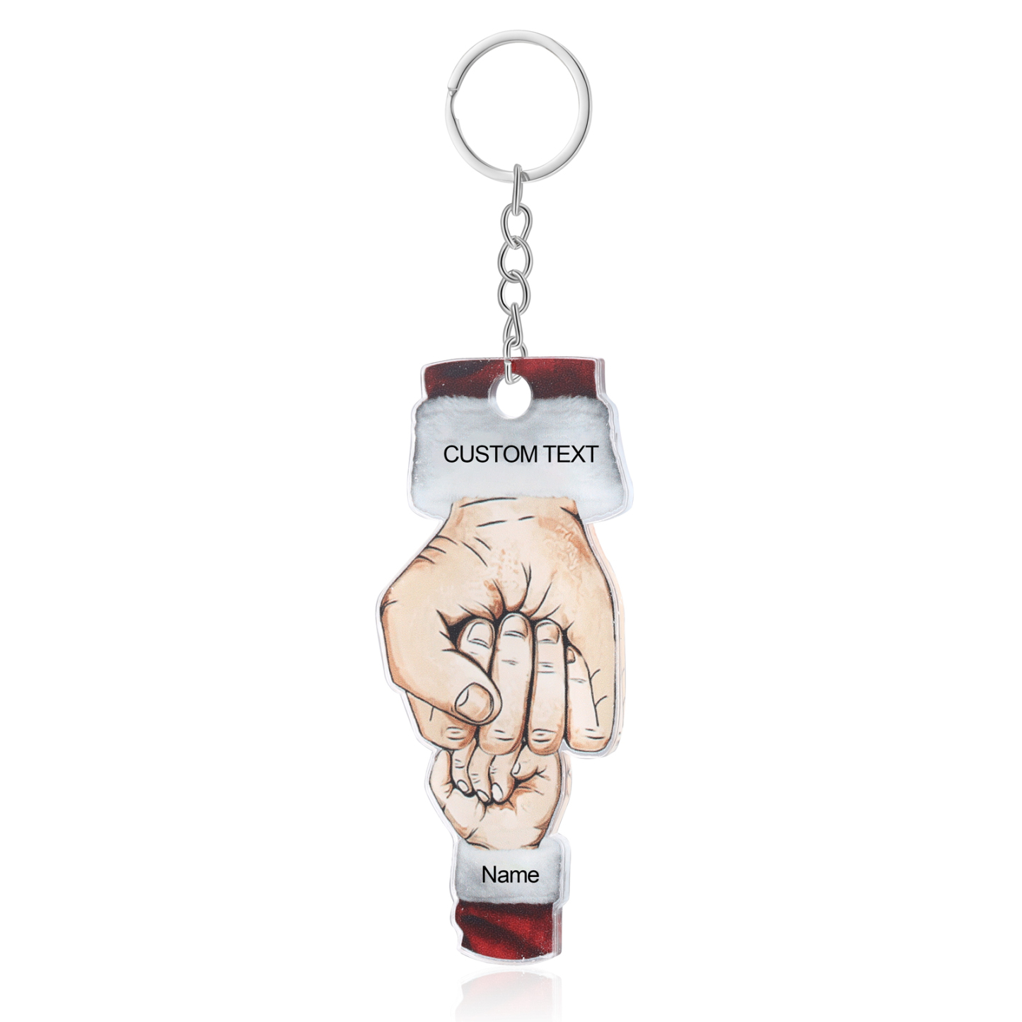 Acrylic Fist Bump Keychain Custom 1 Name & 1 Text Hanging Ornaments Personalised Christmas Keyring for Dad/Grandpa-Jessemade AU