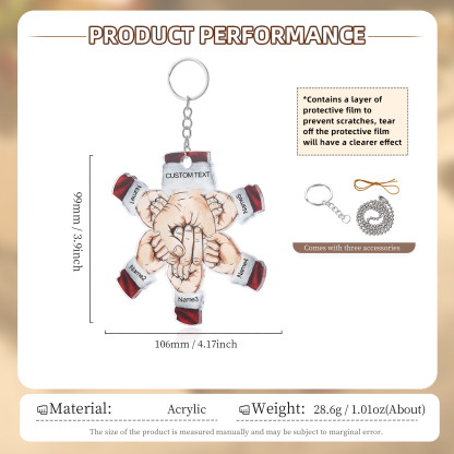 Acrylic Fist Bump Keychain Custom 5 Names & 1 Text Hanging Ornaments Personalised Christmas Keyring for Dad/Grandpa-Jessemade AU