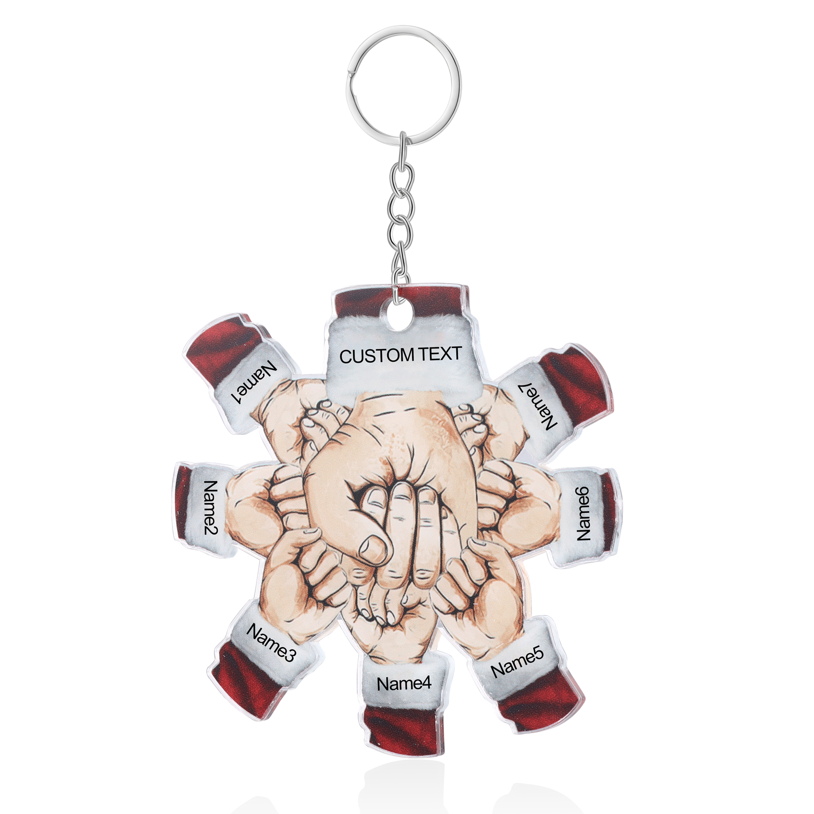 Acrylic Fist Bump Keychain Custom 7 Names & 1 Text Hanging Ornaments Personalised Christmas Keyring for Dad/Grandpa-Jessemade AU