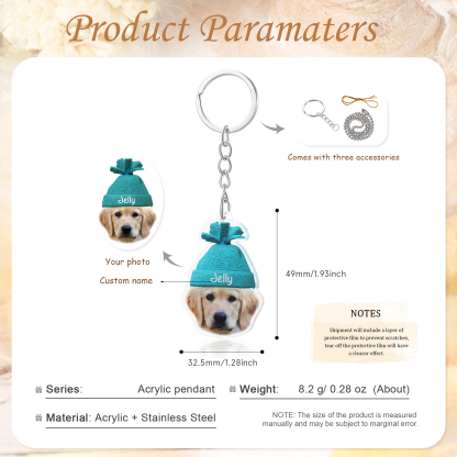 Acrylic Christmas Keyring Custom Photo & Name Hanging Ornaments Personalised Keychain for Family Friends | Jessemade-Jessemade AU