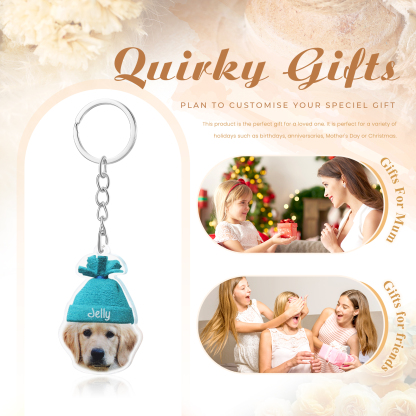 Acrylic Christmas Keyring Custom Photo & Name Hanging Ornaments Personalised Keychain for Family Friends | Jessemade-Jessemade AU