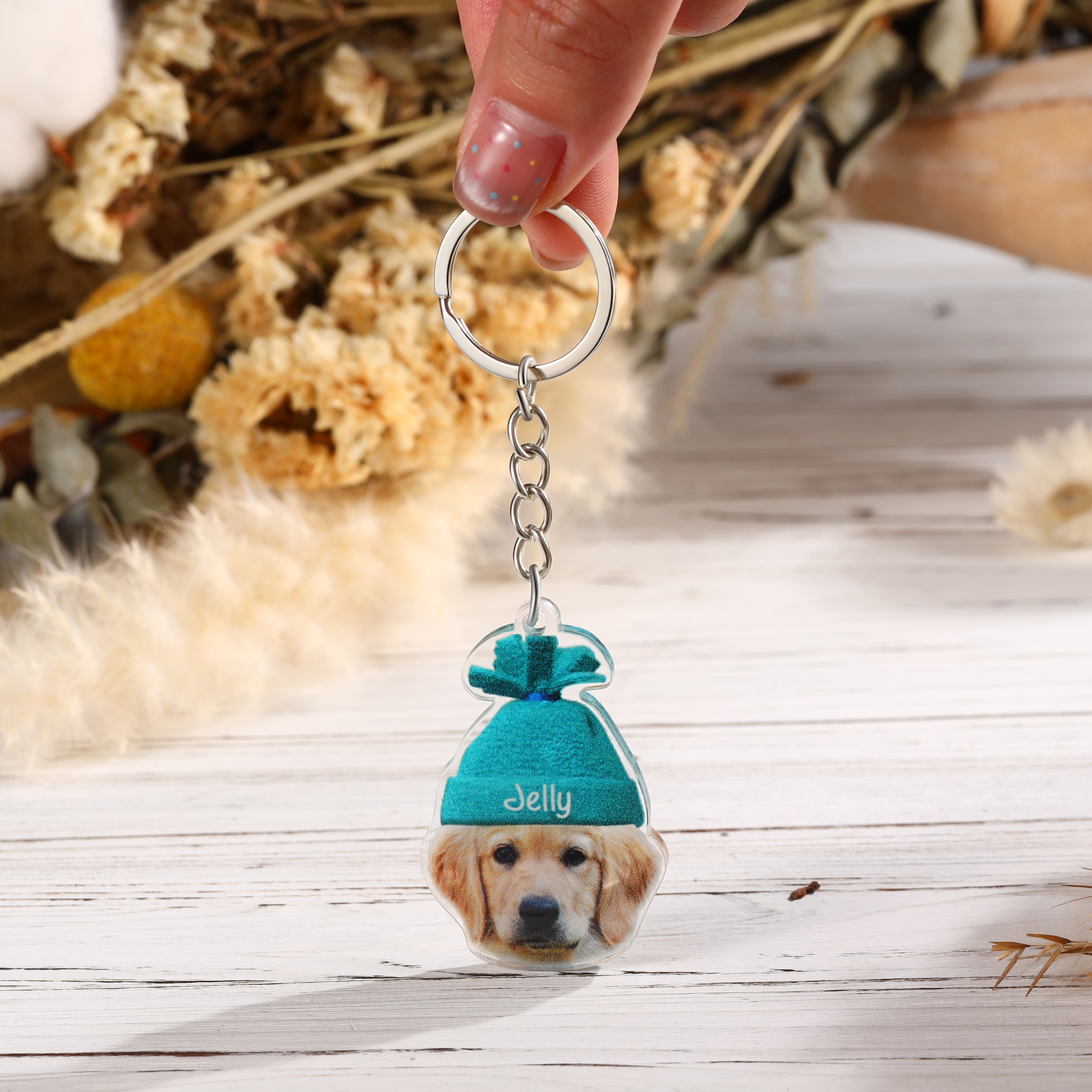 Acrylic Christmas Keyring Custom Photo & Name Hanging Ornaments Personalised Keychain for Family Friends | Jessemade-Jessemade AU