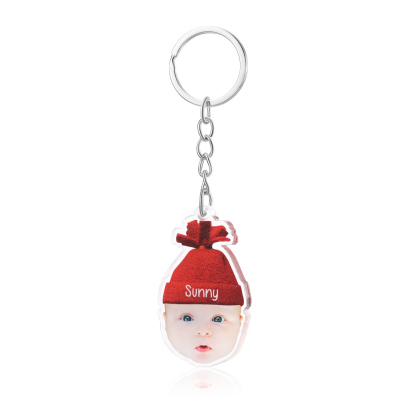 Acrylic Christmas Keyring Custom Photo & Name Hanging Ornaments Personalised Keychain for Family Friends | Jessemade-Jessemade AU