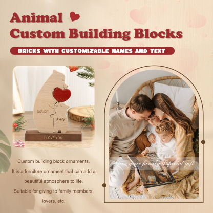 Personalised Bear Family Ornament Custom 2 Names & 1 Text Puzzles Home Decor Gifts for Family-Jessemade AU