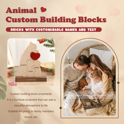 Personalised Bear Family Ornament Custom 3 Names & 1 Text Puzzles Home Decor Gifts for Family-Jessemade AU