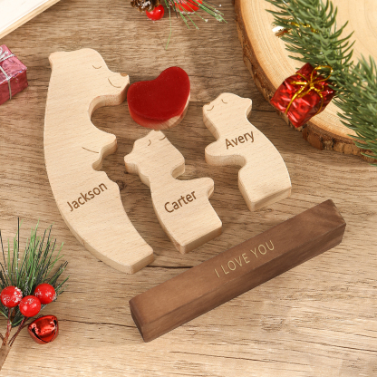 Personalised Bear Family Ornament Custom 3 Names & 1 Text Puzzles Home Decor Gifts for Family-Jessemade AU