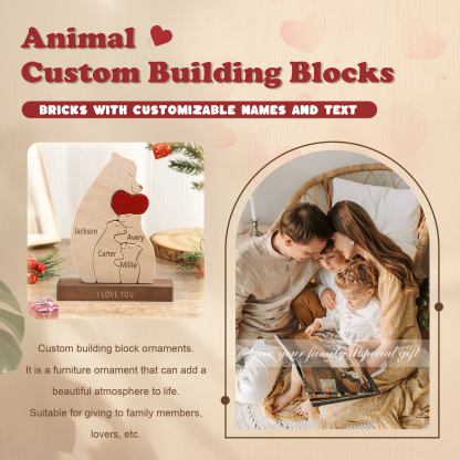 Personalised Bear Family Ornament Custom 4 Names & 1 Text Puzzles Home Decor Gifts for Family-Jessemade AU