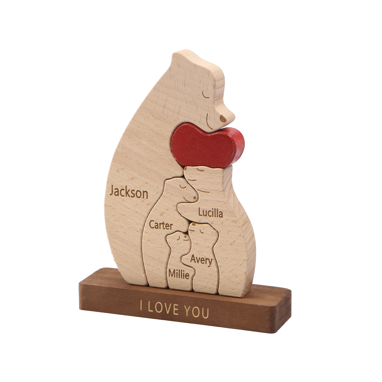 Personalised Bear Family Ornament Custom 5 Names & 1 Text Puzzles Home Decor Gifts for Family-Jessemade AU