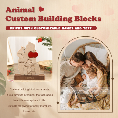 Personalised Bear Family Ornament Custom 6 Names & 1 Text Puzzles Home Decor Gifts for Family-Jessemade AU