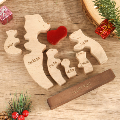 Personalised Bear Family Ornament Custom 6 Names & 1 Text Puzzles Home Decor Gifts for Family-Jessemade AU