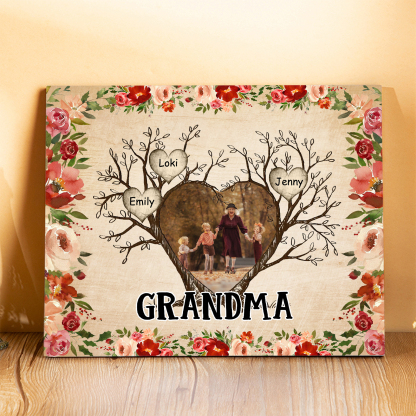 Personalised Text & Photo Wooden Plaque Custom 2–9 Names Family Tree Home Decor Gift for Grandma/Mother-Jessemade AU