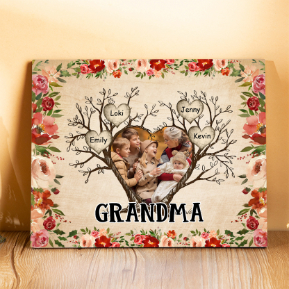 Personalised Text & Photo Wooden Plaque Custom 2–9 Names Family Tree Home Decor Gift for Grandma/Mother-Jessemade AU